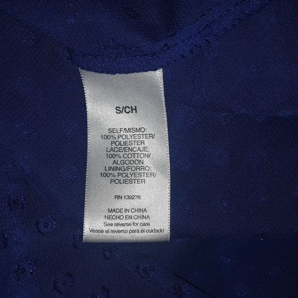 Signature Studio Blouse Womens Small Blue Swiss Dot Eyelet Button Down Top Sheer - Picture 8 of 8